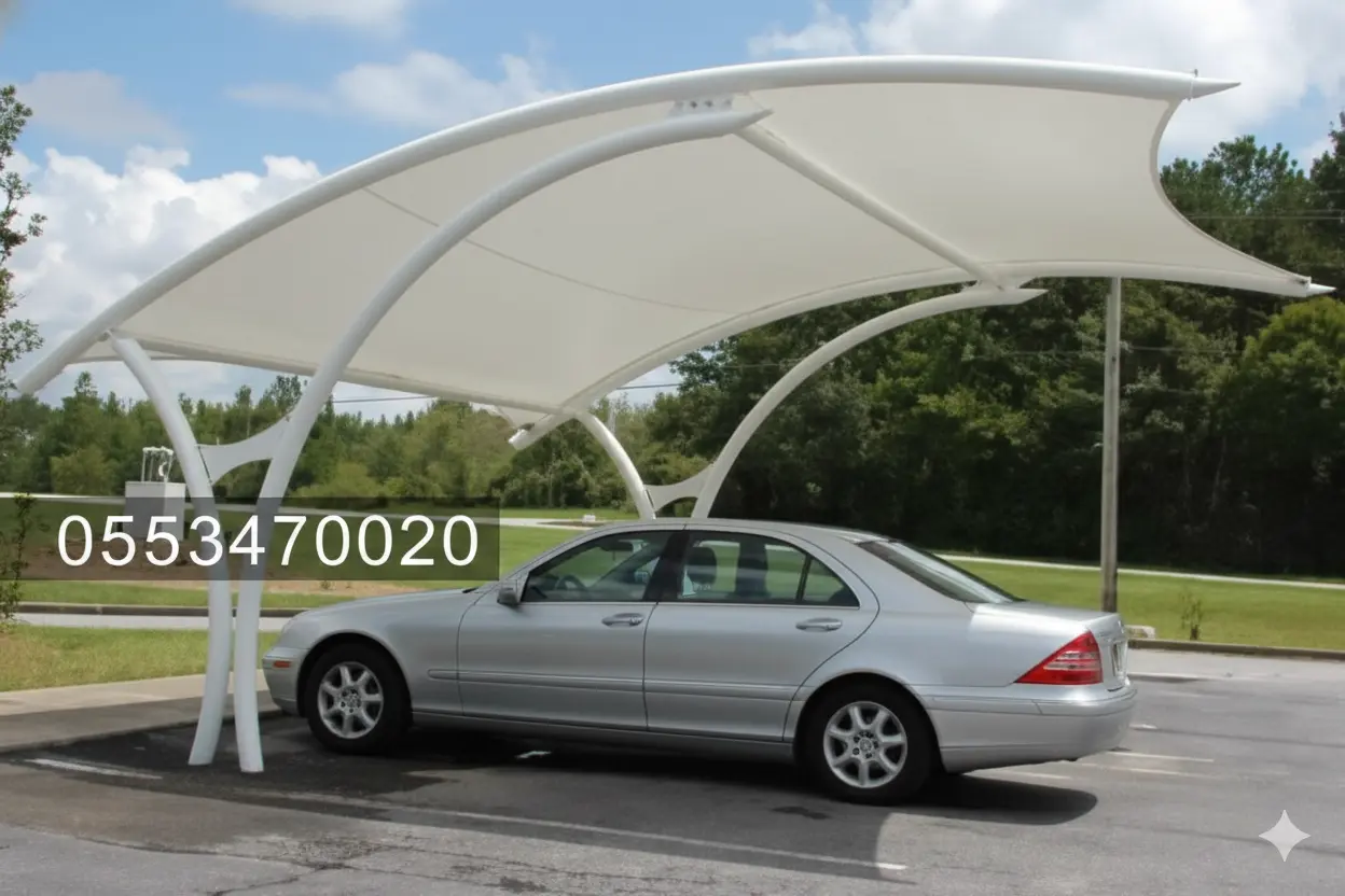 مظلات سيارات عملية في جدة - تصميم بسيط وأنيق لحماية السيارات من الشمس